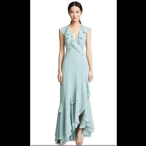 C/MEO Be About You Ruffle Sage Maxi Wrap Dress L